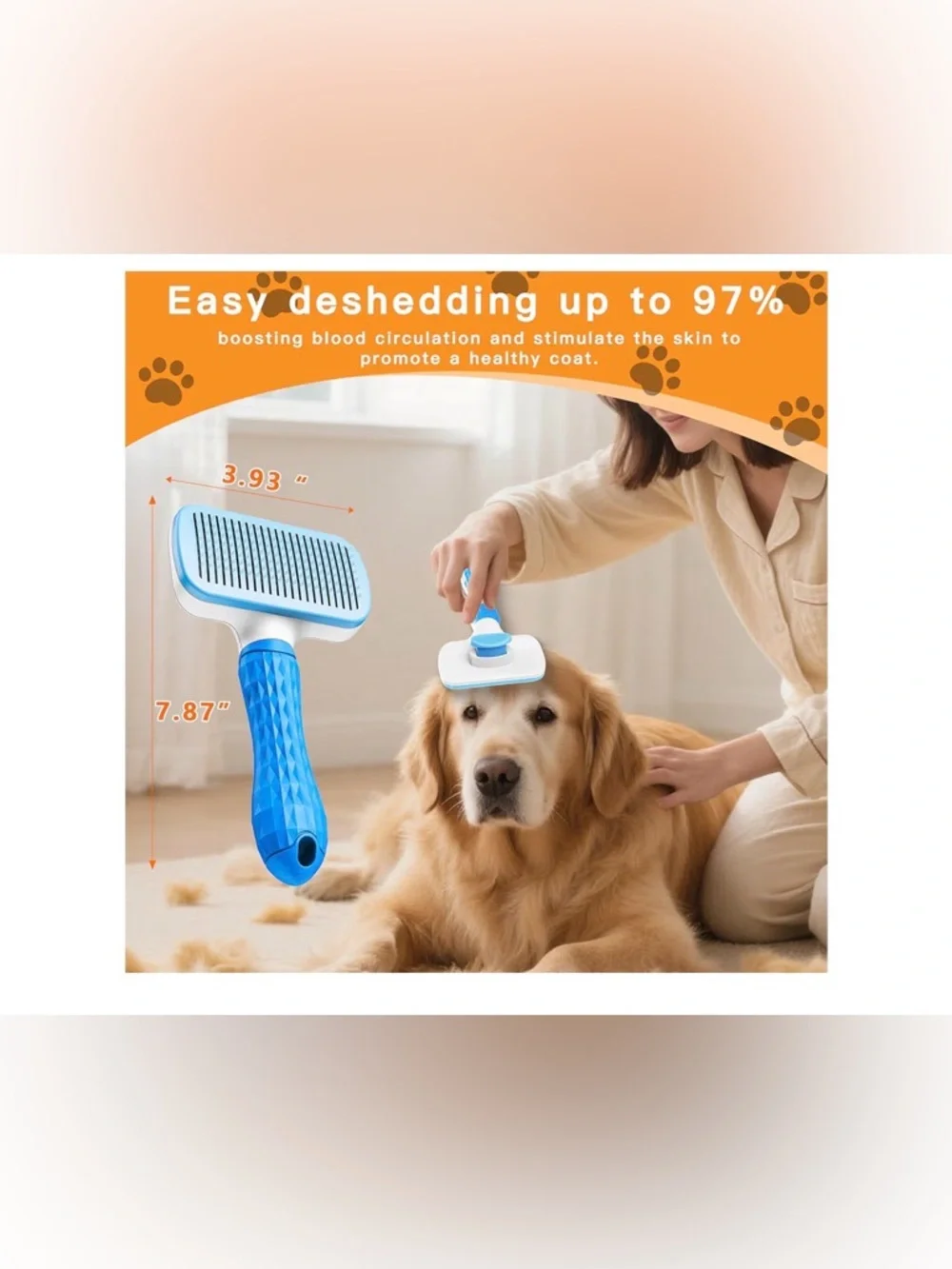 Pet Hair Remover Roller & Self-Cleaning Grooming Brush (2-in-1